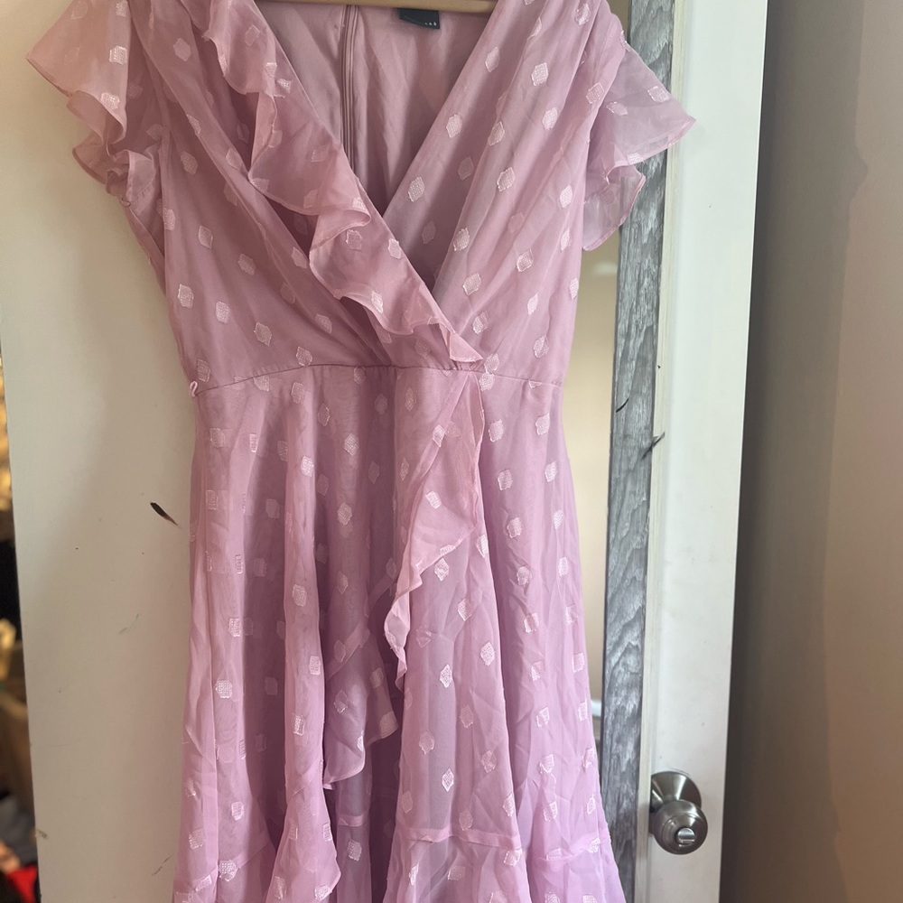 Pink Ruffled Wrap Dress